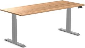 Desky Dual Hardwood Sit Stand Desk - Red Oak / 72 x 30 inches / Grey