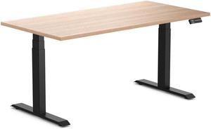 Desky Dual Laminate Sit Stand Desk - Sublime Teak / 59.1 x 29.5 inches / Matte Black