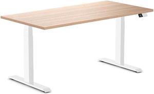 Desky Dual Laminate Sit Stand Desk - Sublime Teak / 59.1 x 29.5 inches / White