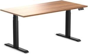 Desky Dual Laminate Sit Stand Desk - Prime Oak / 59.1 x 29.5 inches / Matte Black