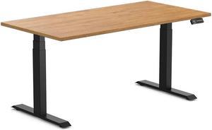 Desky Dual Rubberwood Sit Stand Desk - Light Oak / 60 x 30 inches / Matte Black