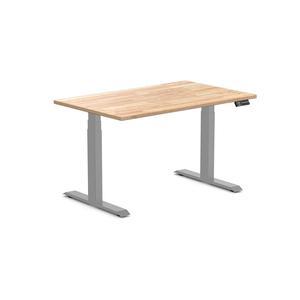 Desky Dual Rubberwood Sit Stand Desk - Natural Timber / 48 x 30 inches / Grey