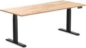 Desky Dual Rubberwood Sit Stand Desk - Natural Timber / 72 x 30 inches / Matte Black