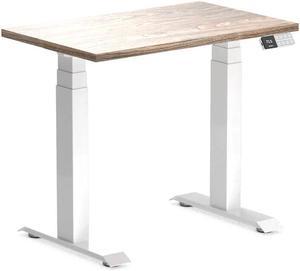 Desky Dual Mini Sit Stand Desk - Natural Walnut / 32 x 20 inches / White