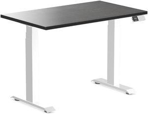 Desky Dual Mini Bamboo Sit Stand Desk - Dark Bamboo / 39.4"x23.6" / White