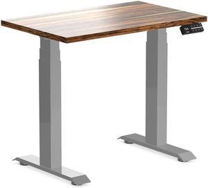 Desky Dual Mini Hardwood Sit Stand Desk - Pheasantwood / 31.5 x 19.7 inches / Grey