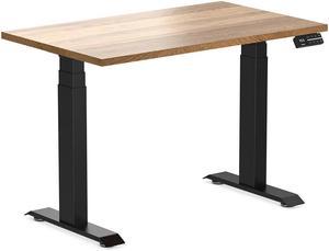 Desky Dual Mini Hardwood Sit Stand Desk - White Oak / 39.4 x 23.6 inches / Matte Black