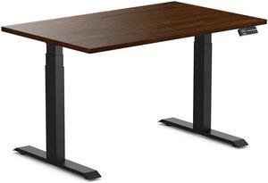 Desky Dual Rubberwood Sit Stand Desk - Dark Walnut / 48 x 30 inches / Matte Black