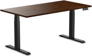 Desky Dual Rubberwood Sit Stand Desk - Dark Walnut / 60 x 30 inches / Matte Black