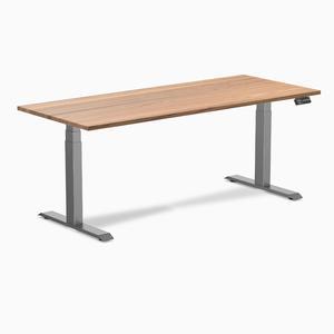 Desky Dual Hardwood Sit Stand Desk - Red Oak / 72 x 30 inches / Space Grey