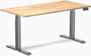 Desky Dual Rubberwood Sit Stand Desk - Natural Timber / 60 x 30 inches / Space Grey