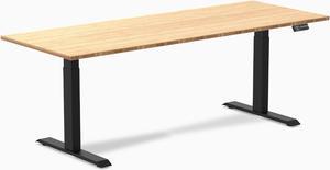 Desky Dual Bamboo Sit Stand Desk - Bamboo / 80 x 30 inches / Matte Black