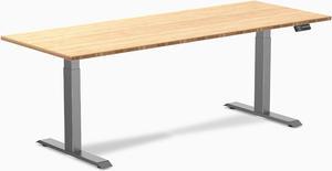 Desky Dual Bamboo Sit Stand Desk - Bamboo / 80 x 30 inches / Space Grey