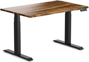 Desky Dual Hardwood Sit Stand Desk - Pheasantwood / 48 x 30 inches / Matte Black