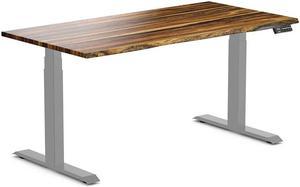 Desky Dual Hardwood Sit Stand Desk - Pheasantwood / 60 x 30 inches / Grey