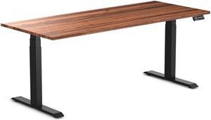 Desky Dual Hardwood Sit Stand Desk - Walnut / 72 x 30 inches / Matte Black