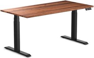 Desky Dual Hardwood Sit Stand Desk - Walnut / 60 x 30 inches / Matte Black