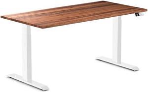 Desky Dual Hardwood Sit Stand Desk - Walnut / 60 x 30 inches / White