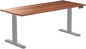 Desky Dual Hardwood Sit Stand Desk - Walnut / 72 x 30 inches / Grey