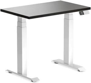 Desky Dual Mini Sit Stand Desk - Burnished Wood / 32 x 20 inches / White