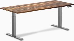 Desky Dual Hardwood Sit Stand Desk - Pheasantwood / 72 x 30 inches / Space Grey