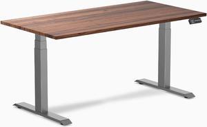 Desky Dual Hardwood Sit Stand Desk - Walnut / 60 x 30 inches / Space Grey