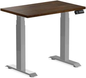 Desky Dual Mini Rubberwood Sit Stand Desk - Dark Walnut / 31.5 x 19.7 inches / Grey