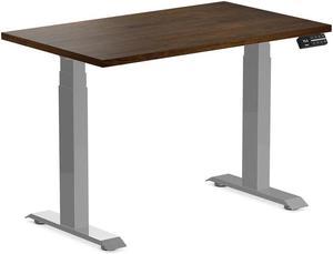 Desky Dual Mini Rubberwood Sit Stand Desk - Dark Walnut / 39.4 x 23.6 inches / Grey