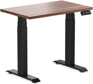 Desky Dual Mini Hardwood Sit Stand Desk - Walnut / 31.5 x 19.7 inches / Matte Black