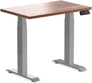 Desky Dual Mini Hardwood Sit Stand Desk - Walnut / 31.5 x 19.7 inches / Grey