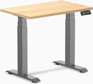 Desky Dual Mini Sit Stand Desk - Sublime Teak / 32 x 20 inches / Space Grey