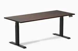 Desky Dual Rubberwood Sit Stand Desk - Natural Timber / 72 x 30 inches with Grommets / Matte Black Desky Dual Rubberwood Sit Stand Desk - Natural Timber / 72 x 30 inches with Grommets / Matte Black