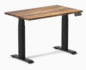 Desky Dual Mini Hardwood Sit Stand Desk - Pheasantwood / 40 x 24 inches / Matte Black