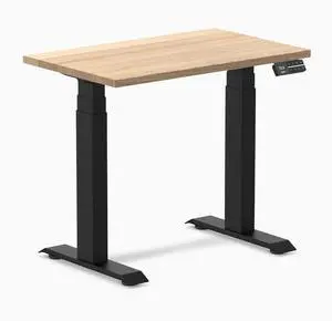 Desky Dual Mini Hardwood Sit Stand Desk - White Ash / 32 x 20 inches / Matte Black