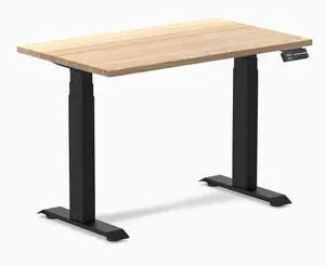 Desky Dual Mini Hardwood Sit Stand Desk - White Ash / 40 x 24 inches / Matte Black