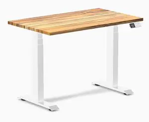 Desky Dual Mini Hardwood Sit Stand Desk - Teak / 40 x 24 inches / White Desky Dual Mini Hardwood Sit Stand Desk - Teak / 40 x 24 inches / White