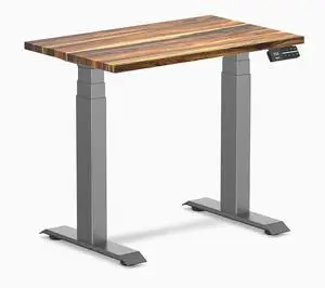 Desky Dual Mini Hardwood Sit Stand Desk - Pheasantwood / 32 x 20 inches / Space Grey