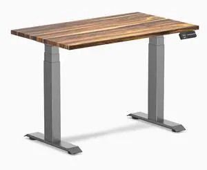Desky Dual Mini Hardwood Sit Stand Desk - Pheasantwood / 40 x 24 inches / Space Grey