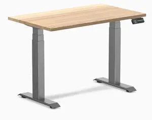 Desky Dual Mini Hardwood Sit Stand Desk - White Ash / 40 x 24 inches / Space Grey