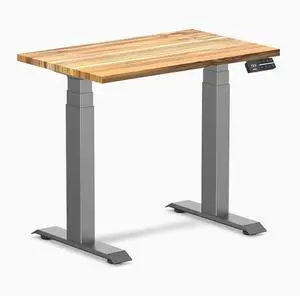 Desky Dual Mini Hardwood Sit Stand Desk - Teak / 32 x 20 inches / Space Grey Desky Dual Mini Hardwood Sit Stand Desk - Teak / 32 x 20 inches / Space Grey