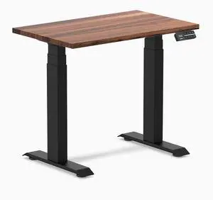 Desky Dual Mini Hardwood Sit Stand Desk - Walnut / 32 x 20 inches / Matte Black Desky Dual Mini Hardwood Sit Stand Desk - Walnut / 32 x 20 inches / Matte Black