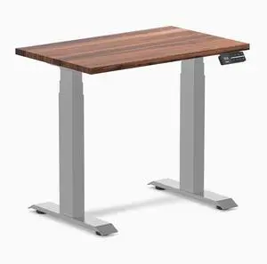 Desky Dual Mini Hardwood Sit Stand Desk - Walnut / 32 x 20 inches / Grey