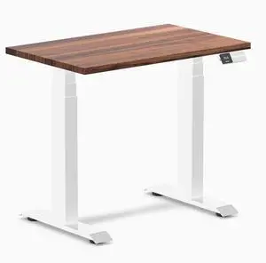 Desky Dual Mini Hardwood Sit Stand Desk - Walnut / 32 x 20 inches / White Desky Dual Mini Hardwood Sit Stand Desk - Walnut / 32 x 20 inches / White