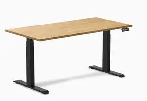 Desky Dual Rubberwood Sit Stand Desk - Light Oak / 60 x 30 inches / Matte Black Desky Dual Rubberwood Sit Stand Desk - Light Oak / 60 x 30 inches / Matte Black