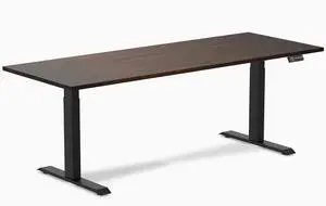 Desky Dual Rubberwood Sit Stand Desk - Dark Walnut / 80 x 30 inches / Matte Black Desky Dual Rubberwood Sit Stand Desk - Dark Walnut / 80 x 30 inches / Matte Black
