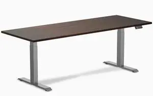 Desky Dual Rubberwood Sit Stand Desk - Dark Walnut / 80 x 30 inches / Space Grey Desky Dual Rubberwood Sit Stand Desk - Dark Walnut / 80 x 30 inches / Space Grey