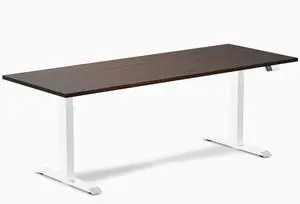 Desky Dual Rubberwood Sit Stand Desk - Dark Walnut / 80 x 30 inches / White Desky Dual Rubberwood Sit Stand Desk - Dark Walnut / 80 x 30 inches / White