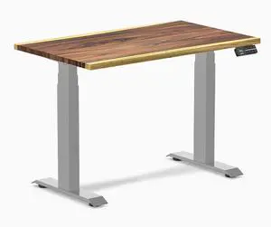 Desky Dual Mini Hardwood Sit Stand Desk - Saman / 40 x 24 inches / Grey