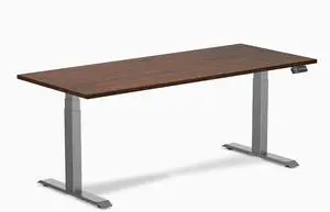 Desky Dual Rubberwood Sit Stand Desk - Red Walnut / 72 x 30 inches / Space Grey