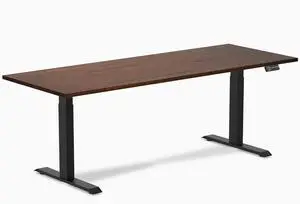 Desky Dual Rubberwood Sit Stand Desk - Red Walnut / 80 x 30 inches / Matte Black Desky Dual Rubberwood Sit Stand Desk - Red Walnut / 80 x 30 inches / Matte Black